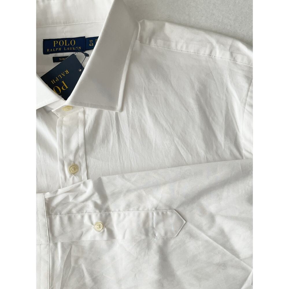Polo Ralph Lauren Dress Shirt Mens 17 34/35 White Skull Print Slim Fit Flaw